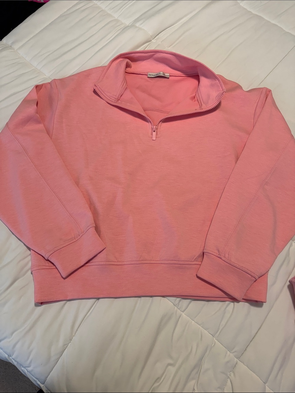 Zenana Outfitters Pink Quarter-Zip Cozy Sweatshirt